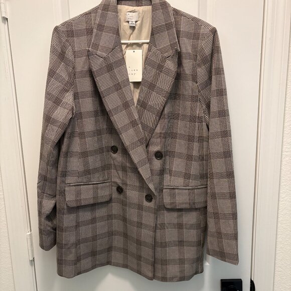 A New Day Plaid Double Breasted Boxy Fit Blazer Fully Lined Size Medium NWT - Picture 4 of 10